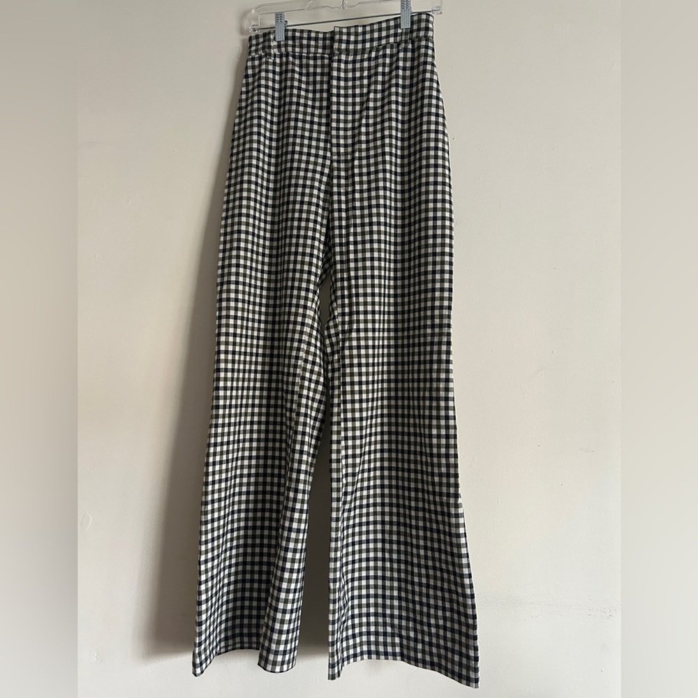 Madewell Black and White Checkered Flare Pants